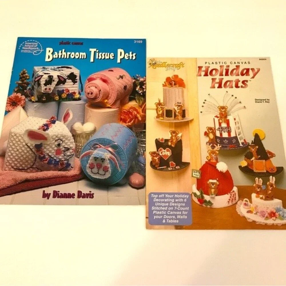 Vintage Plastic Canvas Instruction Booklets Set of 2